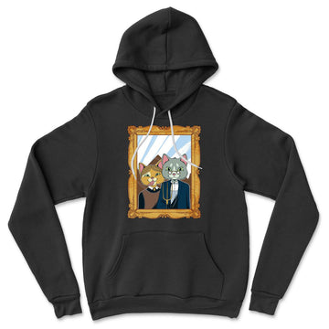 American Gothic Cats Hoodie in Black color